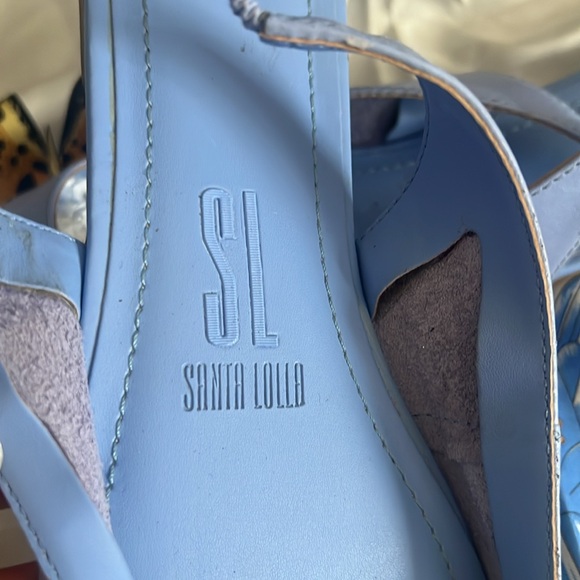 Light Blue AZUL SANTA LOLLA SQUARE TOE LEATHER BALLET FLATS - Picture 4 of 8